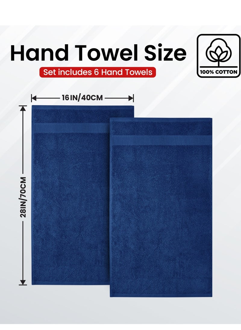 Infinitee Xclusives Premium Navy Blue Hand Towels - Pack of 6, 16 x 28 Inches (41 x 71cm) Bathroom Hand Towel Set, Hotel & Spa Quality Hand Towels for Bathroom, Highly Absorbent and Super Soft Bathroom Towels by Infinitee Xclusives  - Image 3