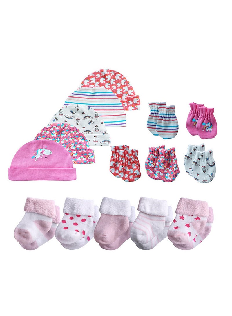 ريدمابليتيك طقم قبعات وقفازات من القطن الخالص لحديثي الولادة مضاد للخدش مكون من 14 قطعة - Image 1