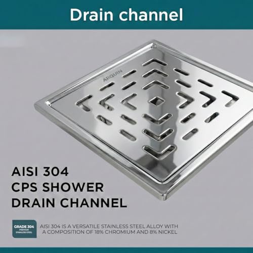 ARQUIN Floor Drainer 6"x6" Bathroom Floor Drainer | 304 Grade Stainless Steel Bathroom Water Jali | Shower Drain | Bathroom Jali | Bathroom Drainer with Cockroach Trap (1mm Thickness) - Image 4