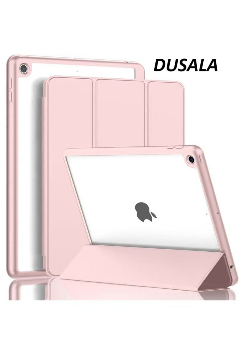 DUSALA iPad 10.2-Inch Case for 9th, 8th & 7th Generation – Rose Gold Pink Slim Stand Cover with Apple Pencil Holder, Auto Wake/Sleep, and Clear Transparent Shockproof Back – Stylish Protective Case for iPad 2021/2020/2019 – Lightweight & Elegant Design - Image 1