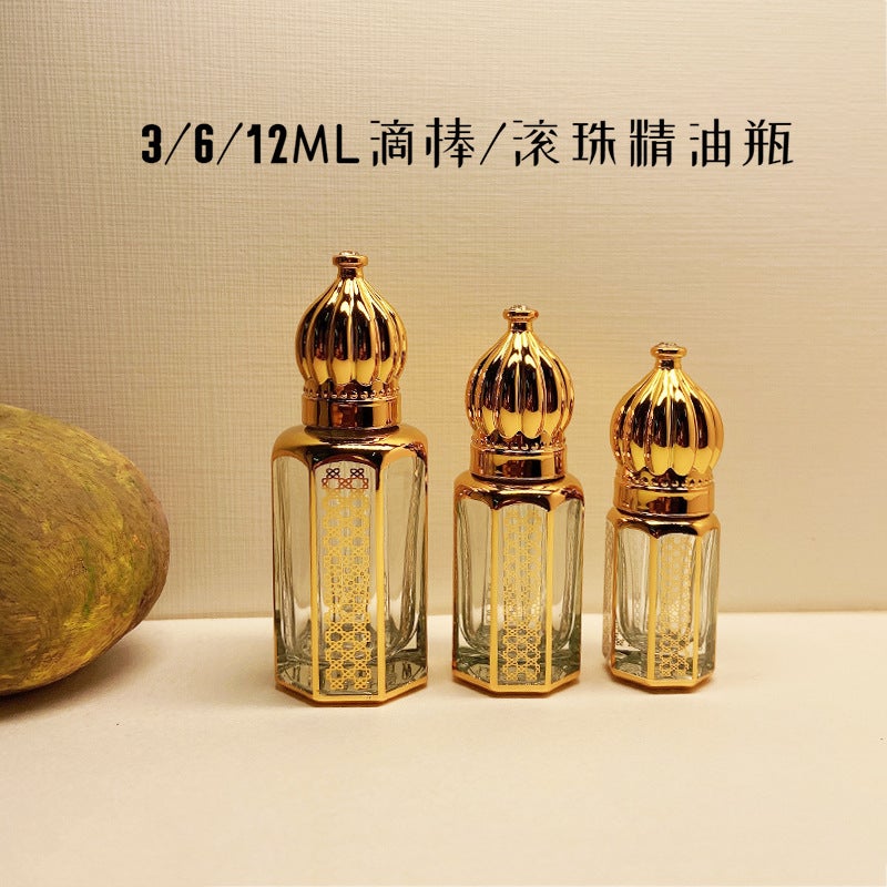 Dubai Perfume Essential Oil Bottle Artificial Crystal Crafts Metal Transparent Perfume Bottle Bronzing Glass - Image 2