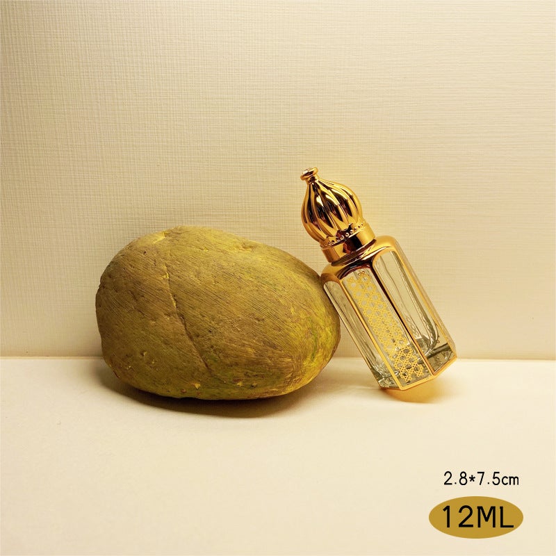 Dubai Perfume Essential Oil Bottle Artificial Crystal Crafts Metal Transparent Perfume Bottle Bronzing Glass - Image 1