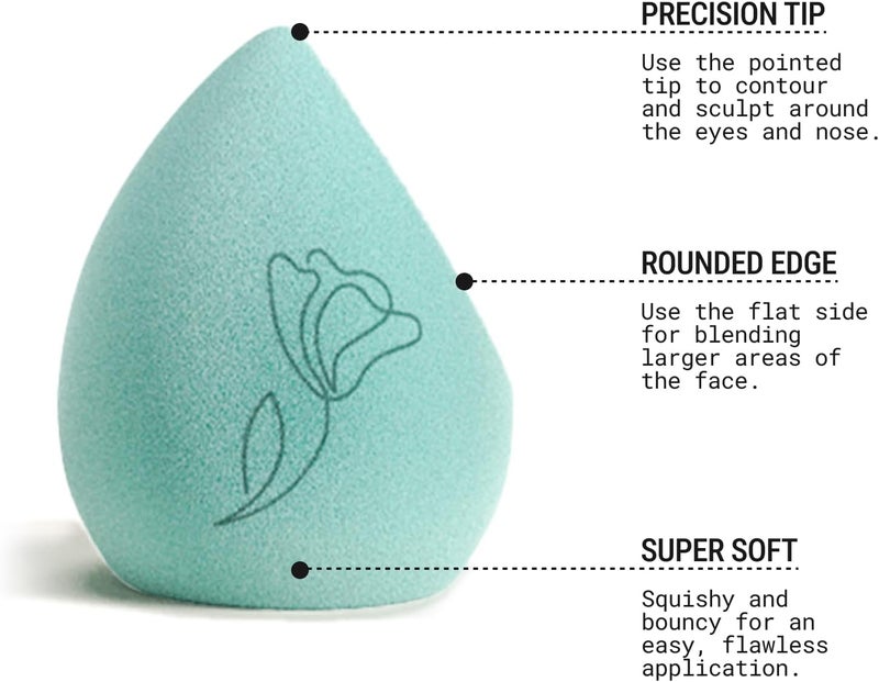 JUNO & Co. Microfiber Makeup Sponge, Dual Layer Technology for Full Coverage Flawless Makeup Blender for Foundation, Powder and Cream (Bamboo Style and Green Color) - Image 3
