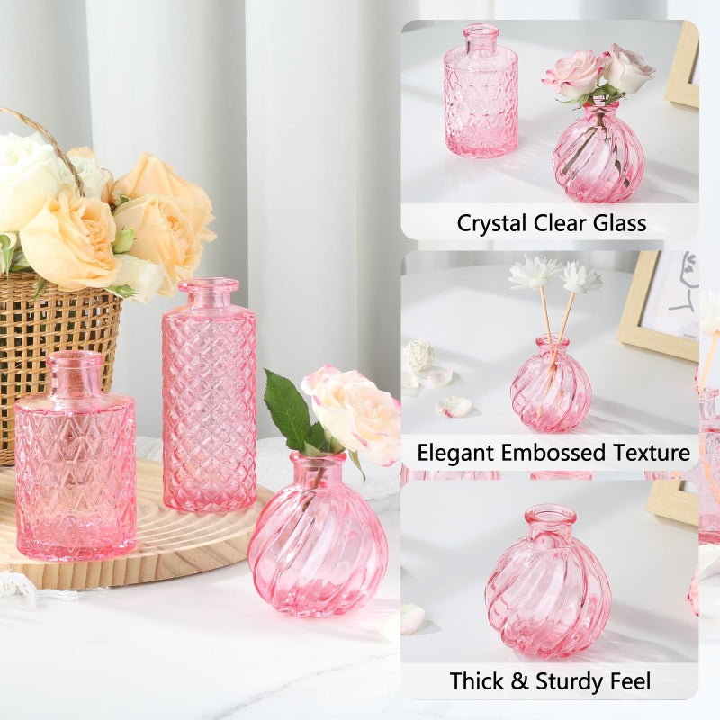 RUCKAE Pink Glass Bud Vases 22 Pack Small Flower Vase Glass Mini Bud Vases for Centerpieces,Wedding,Home Decor and Party - Image 3