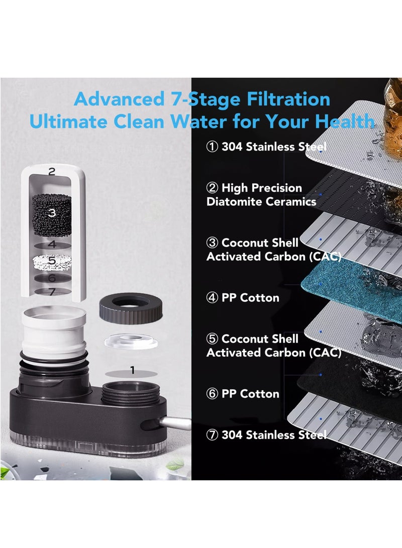 Oasis Casa 1pc Replacement Water Filter Cartridge Refill, 7-Stage Ceramic Activated Carbon Faucet Water Purifier for Kitchen Sink Bathroom Washbasin Home Drinking, Reuseable Tap Water Filter for Sink - Image 3