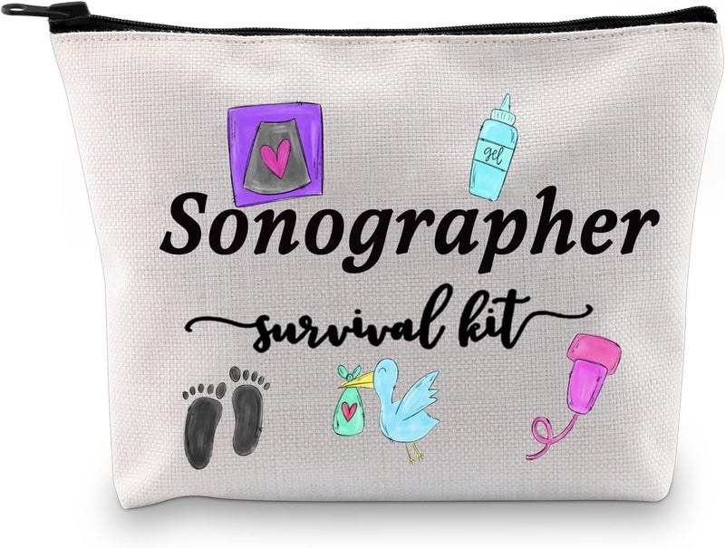 GJTIM Sonographer Survival Kit Sonographer Gift Radiologist Gift Ultrasound Tech Zipper Pouch Makeup Bag (Survival Sonographer Bag)