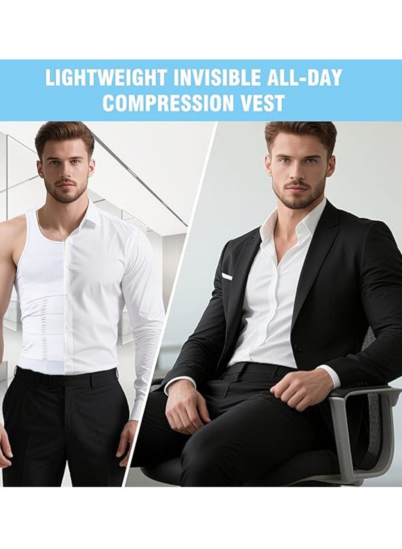 YALONG Men's Body Shaper Vest - Tummy Control Slimming Undershirt Men's Body Shaper with Enhanced Compression & Breathable Comfort | Dual Advanced Design, Shaper Corset Body Shaping Sauna Vest For Men, Gym Vest (XL) - Image 3