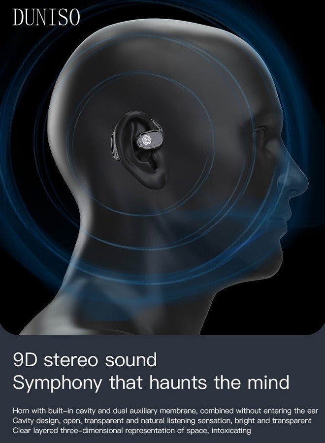 DUNISO Wireless Headphones Bluetooth 5.3 Open Ear Headphones with Multi-function Button Charging Case Touch Control and Digital Display,  Earphones Built-in Mic Noise-cancelling Headphones for Sport Workout - Image 3