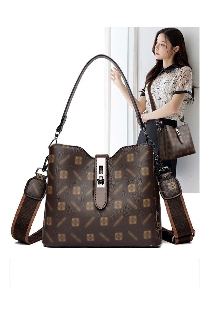 DUNISO Women's Shoulder Bag, Soft Leather Printed Messenger Bag, Large Capacity Pu Leather Outdoor Backpack, Hand-Held Tote Bag, Perfect For Commuting And Travel - Image 1