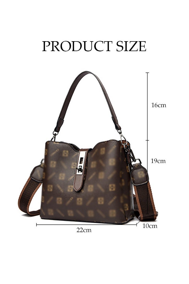 DUNISO Women's Shoulder Bag, Soft Leather Printed Messenger Bag, Large Capacity Pu Leather Outdoor Backpack, Hand-Held Tote Bag, Perfect For Commuting And Travel - Image 2