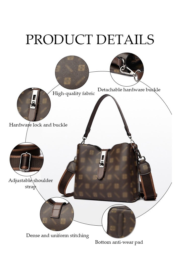 DUNISO Women's Shoulder Bag, Soft Leather Printed Messenger Bag, Large Capacity Pu Leather Outdoor Backpack, Hand-Held Tote Bag, Perfect For Commuting And Travel - Image 3