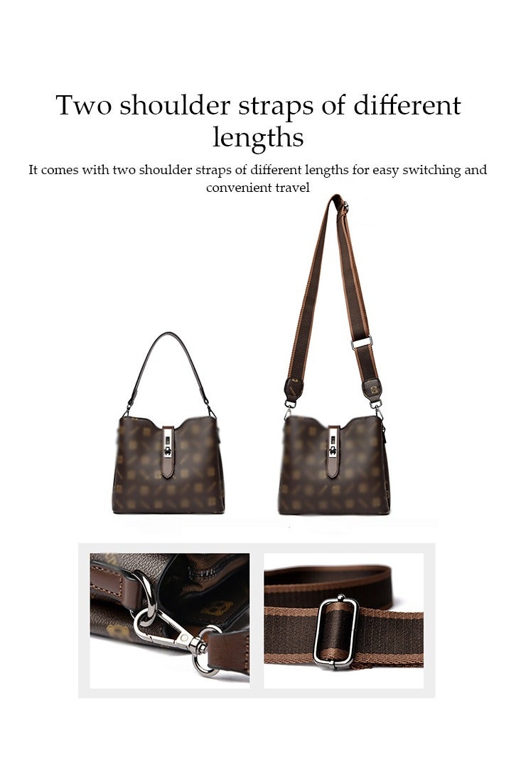 DUNISO Women's Shoulder Bag, Soft Leather Printed Messenger Bag, Large Capacity Pu Leather Outdoor Backpack, Hand-Held Tote Bag, Perfect For Commuting And Travel - Image 5