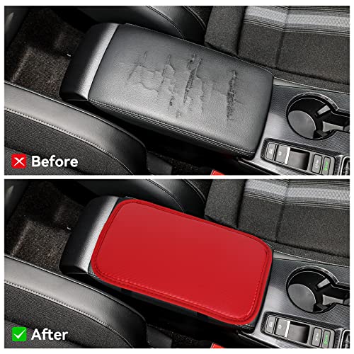 Amiss Car Center Console Pad, Universal Waterproof Car Armrest Seat Box Cover, Car Interior Accessories, Carbon Fiber PU Leather Auto Armrest Cover Protector for Most Vehicle, SUV, Truck, Car (Red) - Image 4