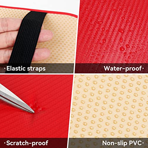 Amiss Car Center Console Pad, Universal Waterproof Car Armrest Seat Box Cover, Car Interior Accessories, Carbon Fiber PU Leather Auto Armrest Cover Protector for Most Vehicle, SUV, Truck, Car (Red) - Image 3