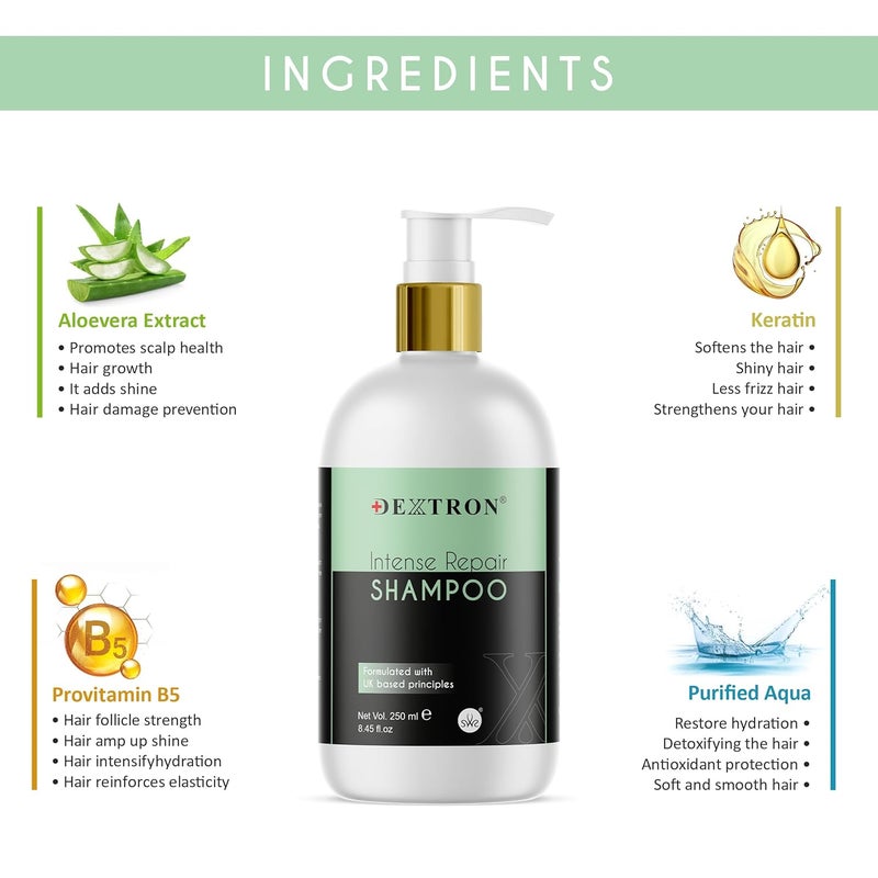 Dextron Intense Repair Shampoo 250 ml UK Based Formula - Image 3