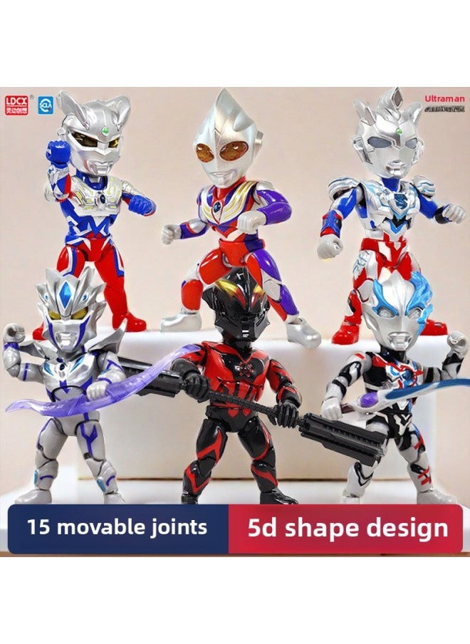 Generic - Smart Genuine Ultraman Toy Doll Q Version Hero Pass Hand-made Blind Box Joint Movable Children Dijiasero-Color:[Infinite Siro] 15-joint Movable Base Weapon Hand Shape-Height:12cm - Image 1