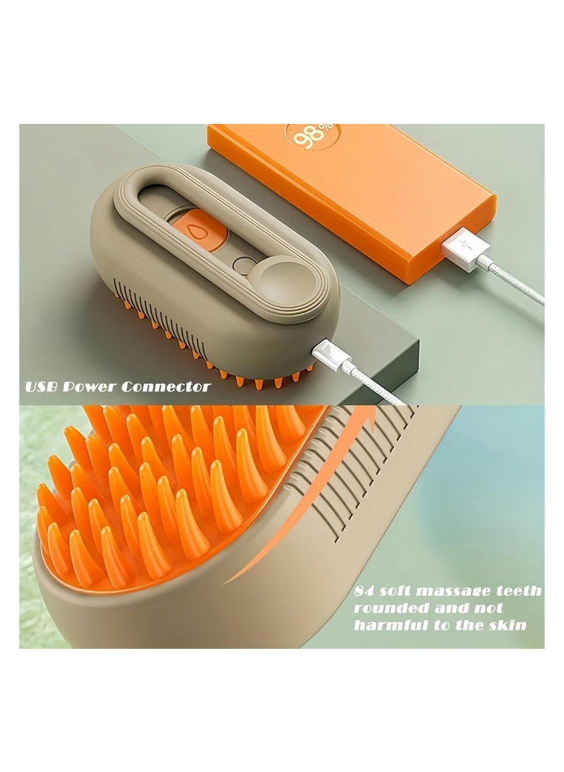 Steamy Cat Brush - 3 In1 Cat Steamy Brush, Self Cleaning Steam Cat Brush, Cat Steamer Brush for Massage, Cat Hair Brush for Removing Tangled and Loosse Hair(Brown)