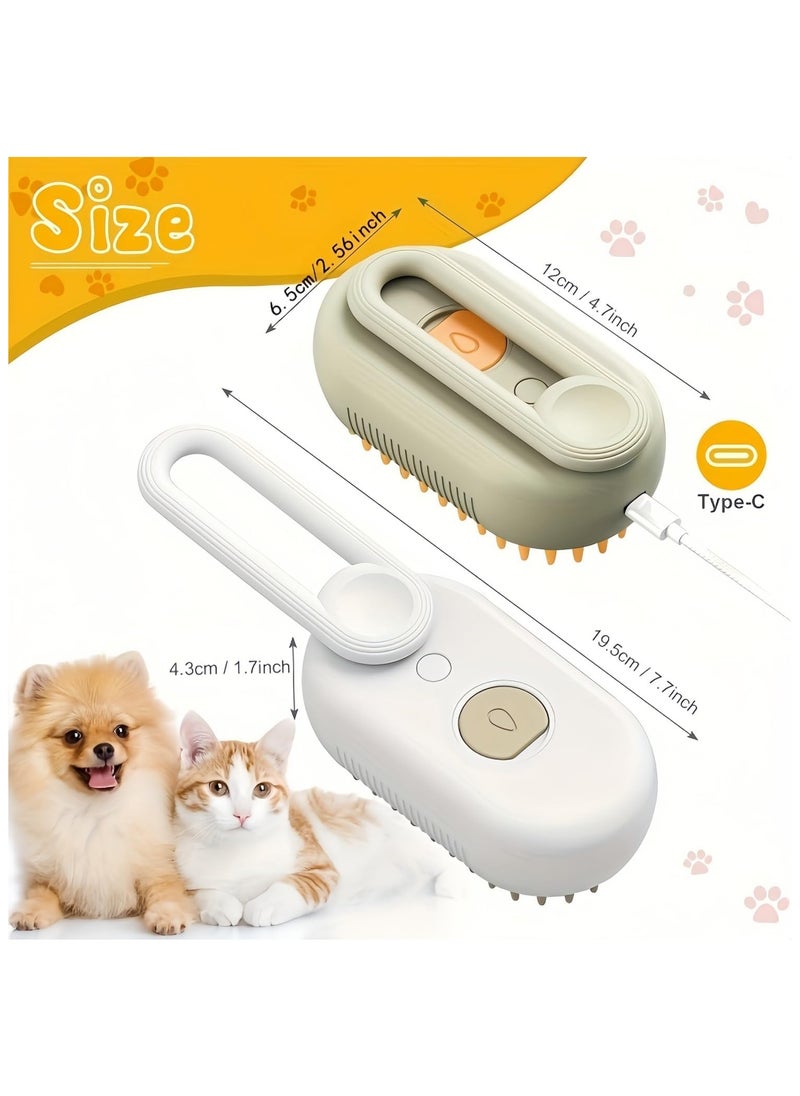 Steamy Cat Brush - 3 In1 Cat Steamy Brush, Self Cleaning Steam Cat Brush, Cat Steamer Brush for Massage, Cat Hair Brush for Removing Tangled and Loosse Hair(Brown)