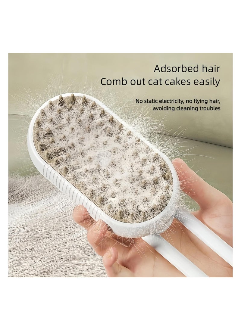 Steamy Cat Brush - 3 In1 Cat Steamy Brush, Self Cleaning Steam Cat Brush, Cat Steamer Brush for Massage, Cat Hair Brush for Removing Tangled and Loosse Hair(Brown)