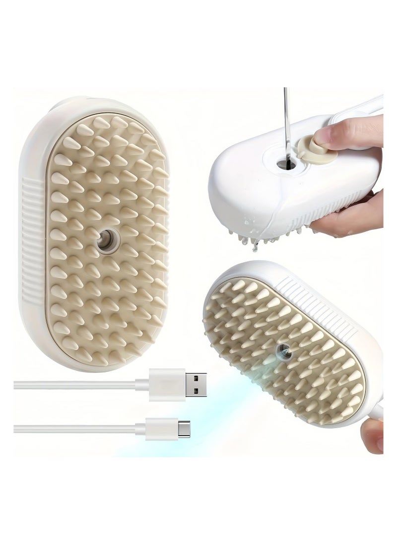 Steamy Cat Brush - 3 In1 Cat Steamy Brush, Self Cleaning Steam Cat Brush, Cat Steamer Brush for Massage, Cat Hair Brush for Removing Tangled and Loosse Hair(Brown)