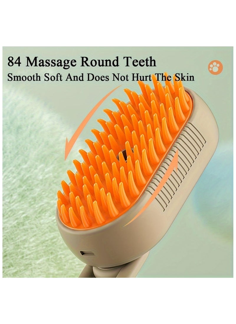 Steamy Cat Brush - 3 In1 Cat Steamy Brush, Self Cleaning Steam Cat Brush, Cat Steamer Brush for Massage, Cat Hair Brush for Removing Tangled and Loosse Hair(Brown)