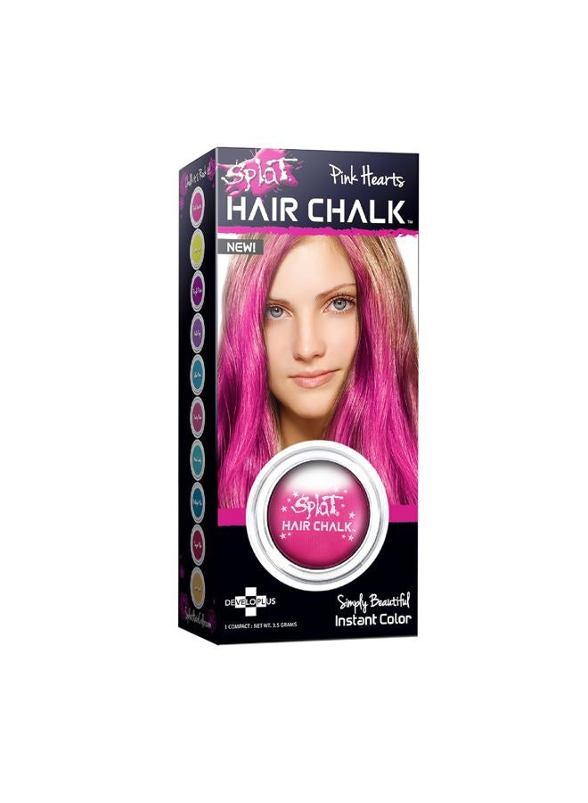 SPLAT Hair Chalk (Pink Hearts) - One Day Hair Color - Washes out with Shampoo - Image 1