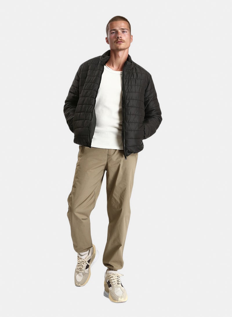 RAVIN Men Mock Neck Zipped Bomber Jacket Black - Image 5