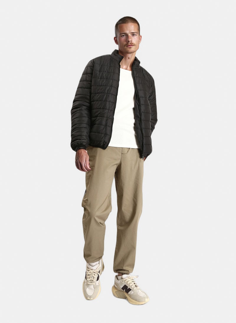 RAVIN Men Mock Neck Zipped Bomber Jacket Black - Image 4