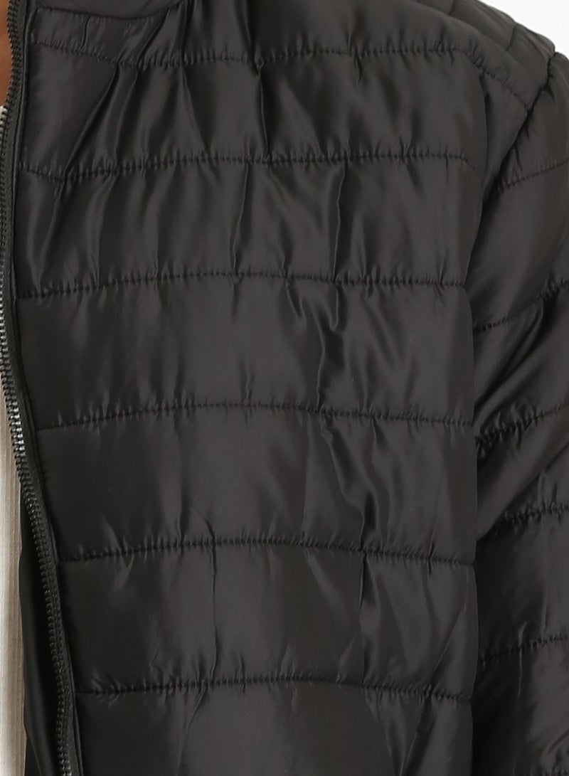 RAVIN Men Mock Neck Zipped Bomber Jacket Black - Image 3