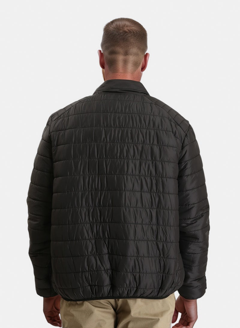 RAVIN Men Mock Neck Zipped Bomber Jacket Black - Image 2