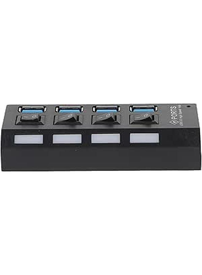 USB 3 0 Hub 4 Port With Independent Switches High Speed Data Transfer Black - Image 1