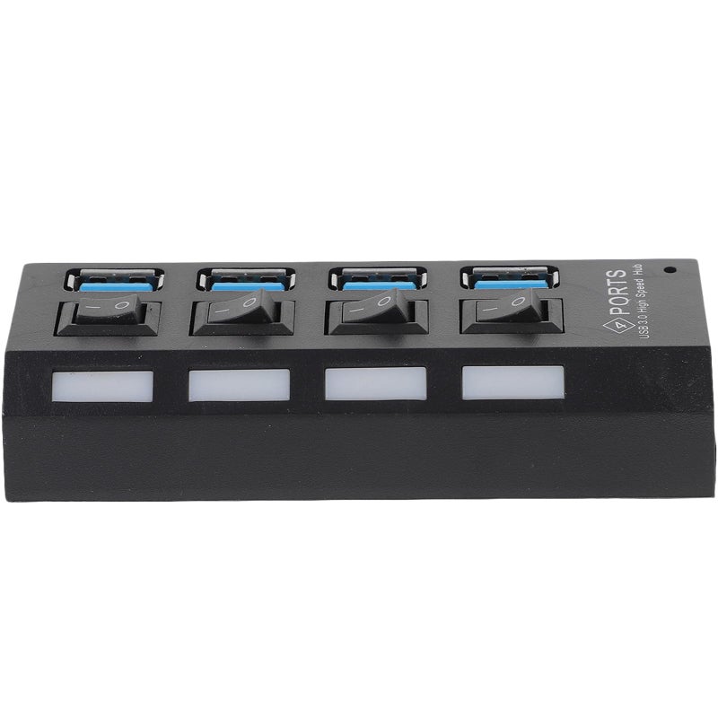 USB 3 0 Hub 4 Port With Independent Switches High Speed Data Transfer Black - Image 2