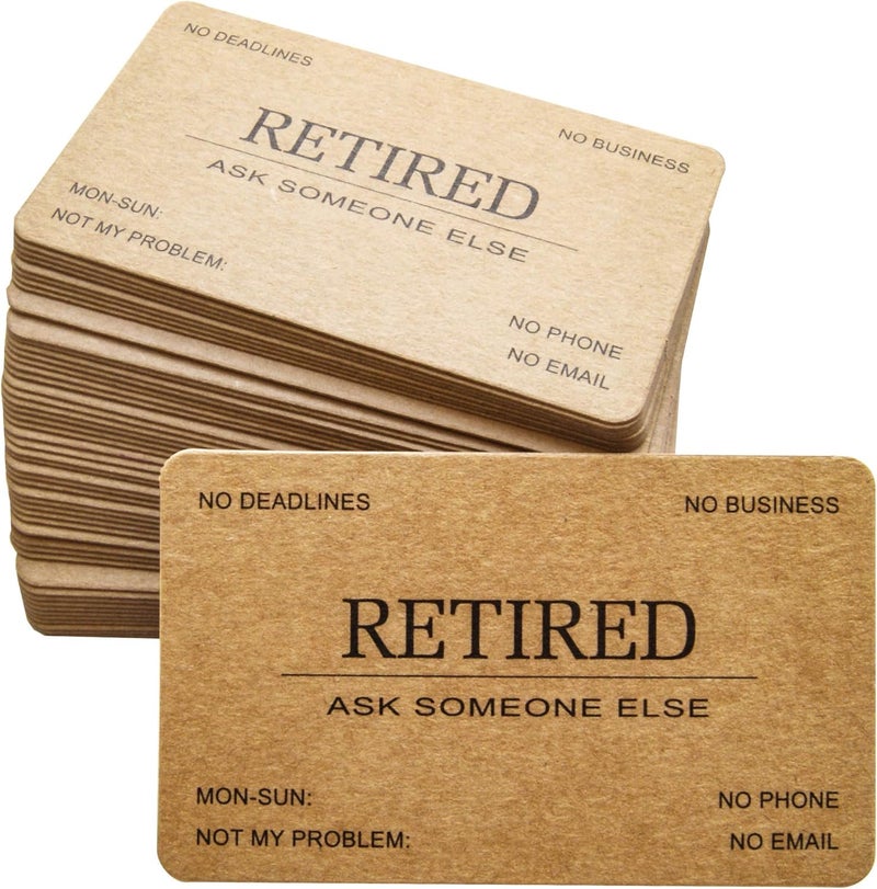 RXBC2011 Retired Business Cards Kraft paper Funny Retirement Gift (Pack of 50/No Case) For Retired Men Women Coworkers Employees Boss Friend Colleague - Image 1