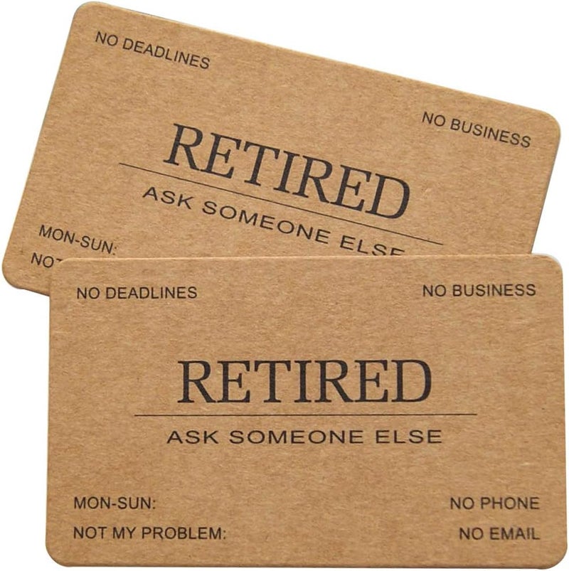 RXBC2011 Retired Business Cards Kraft paper Funny Retirement Gift (Pack of 50/No Case) For Retired Men Women Coworkers Employees Boss Friend Colleague - Image 3
