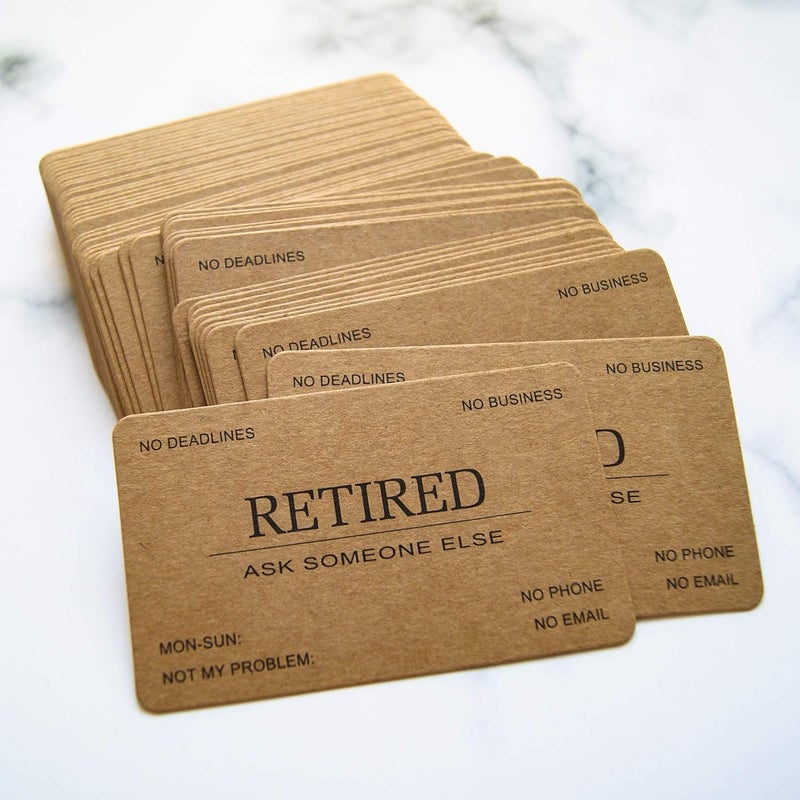 RXBC2011 Retired Business Cards Kraft paper Funny Retirement Gift (Pack of 50/No Case) For Retired Men Women Coworkers Employees Boss Friend Colleague - Image 5