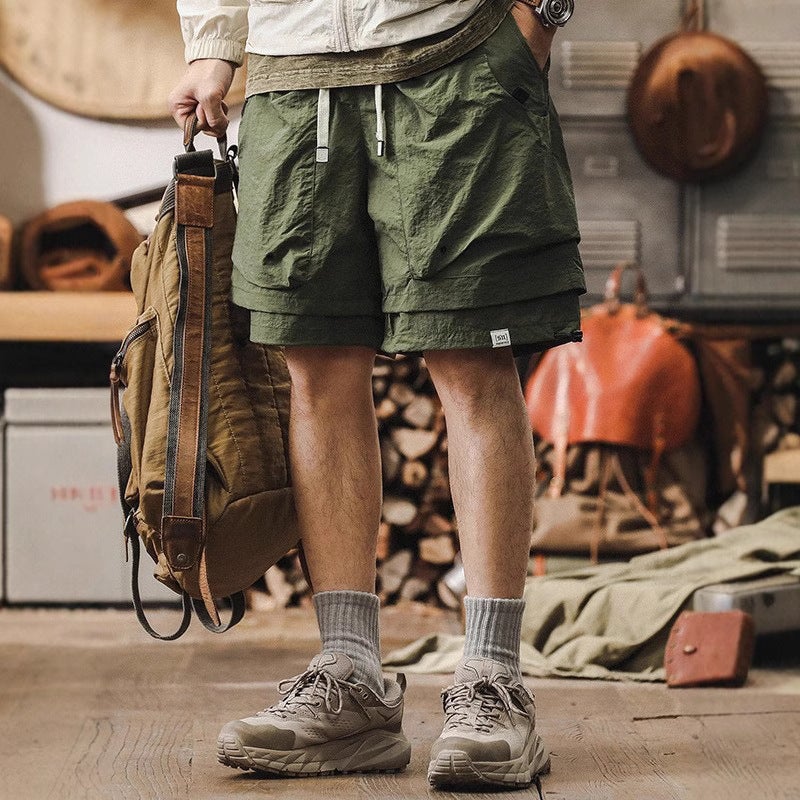 Outdoor Functional Waterproof Quick-Drying Work Shorts Men'S Summer Cool Trendy Fake Two-Piece Mountain Casual Pants - Image 2