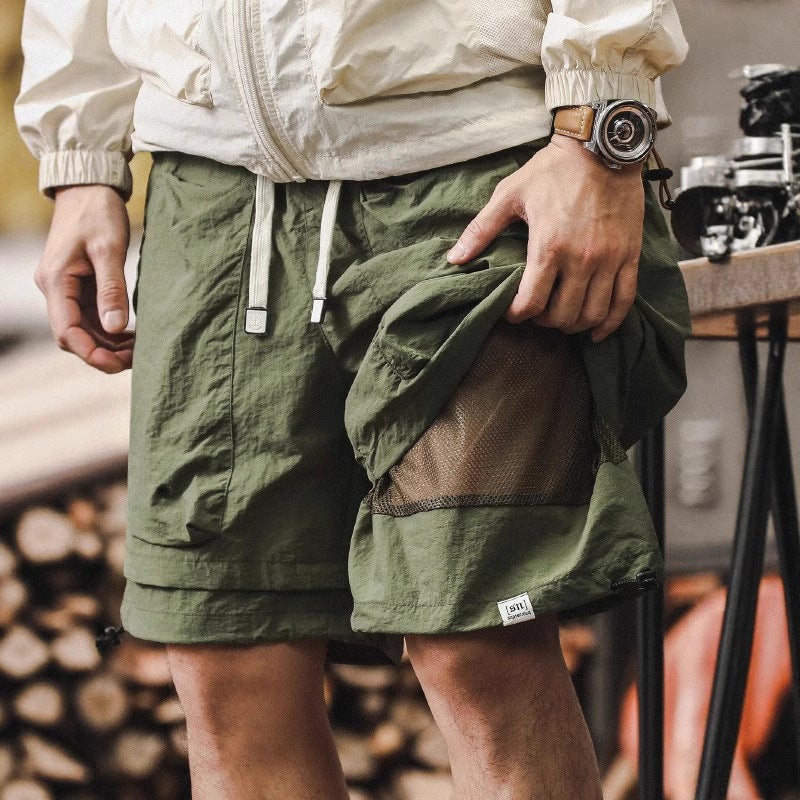 Outdoor Functional Waterproof Quick-Drying Work Shorts Men'S Summer Cool Trendy Fake Two-Piece Mountain Casual Pants - Image 3