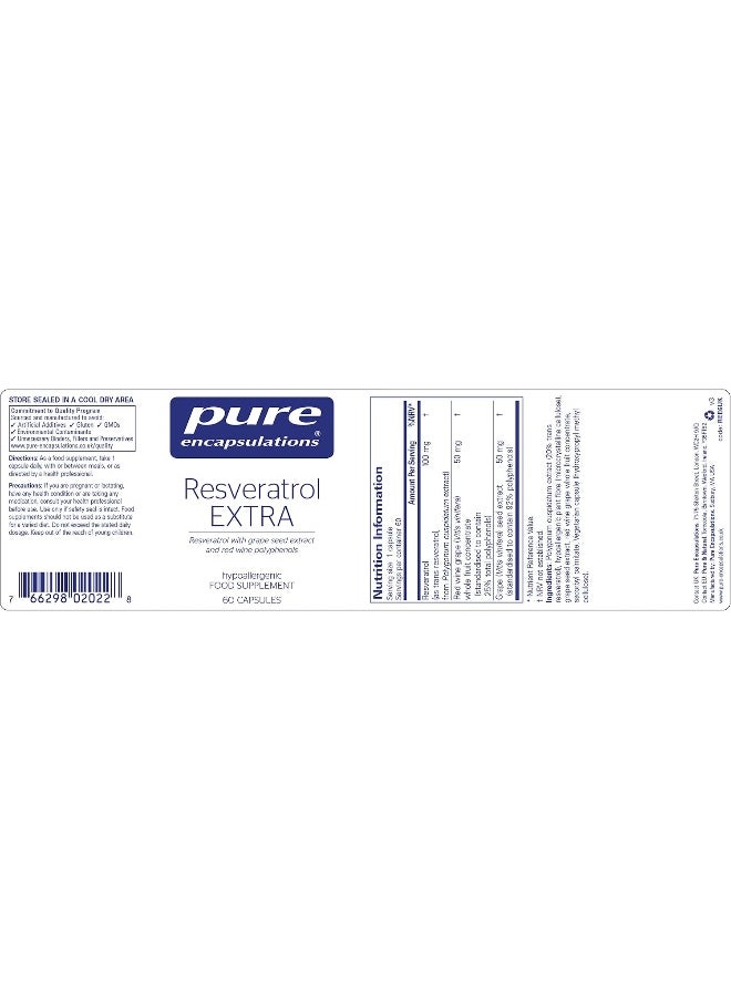Pure Encapsulations - Resveratrol Extra 100mg - Resveratrol with Grape Seed Extract and Red Wine Polyphenols - 60 Capsules