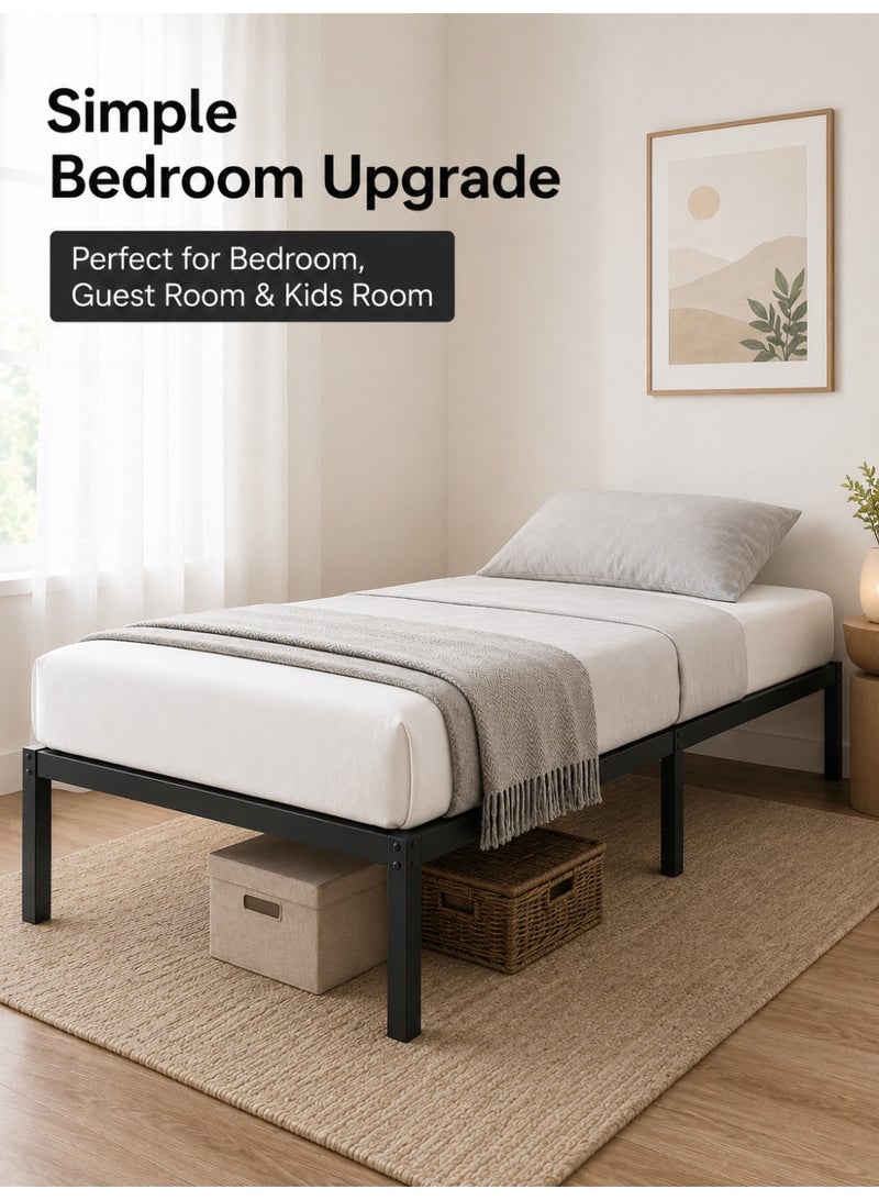 VINNYSEN Metal Twin Bed Frame  190 * 100cm High with Storage Space No Box Spring Needed with Sturdy Steel Slat Support Heavy Duty Sturdy Mattress Foundation Easy Assembly Black for Bedroom gaming - Image 2