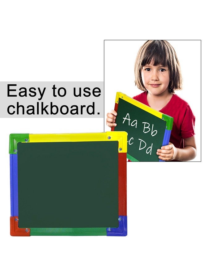 DAHSHA DAHSHA 2 in 1 Double Sided Slate White & Green Slate for Kids Double Side Slate Board with Colorful Aluminum Frame with Chalk (30 * 30 cm)  - Image 4