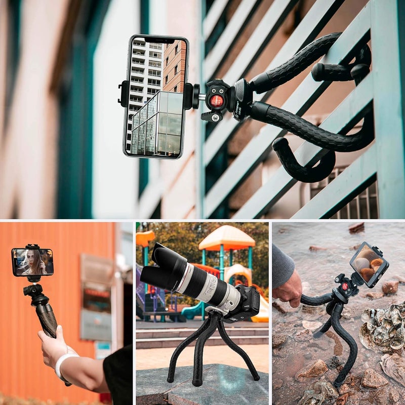 Fotopro حامل ثلاثي RM-80 مرن مع رأس كروي - حامل هاتف قابل للانحناء للسفر والتدوين، قاعدة كاميرا محمولة، متوافق مع الهواتف الذكية، مدمج وقابل للنقل - Image 4