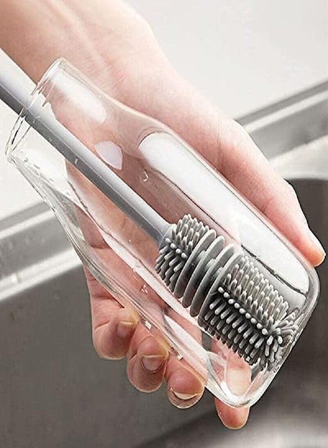 Renarsh Silicone Bottle Cleaning Brush Long Handle | Water Bottle Cleaner for Glass, Baby Bottles, Vases, Jars, Containers | Durable Kitchen Accessories & Tools, Scrubber Gadget (Pack of 2) - Image 2