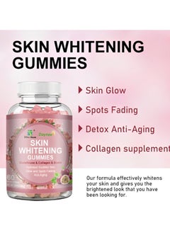 Daynee OilsVegan Collagen Glutathione Skin Whitening Gummies, Unisex - Promotes Beautiful Skin, Hair, Nails & Eyelashes 60 Gummies  - Image 4