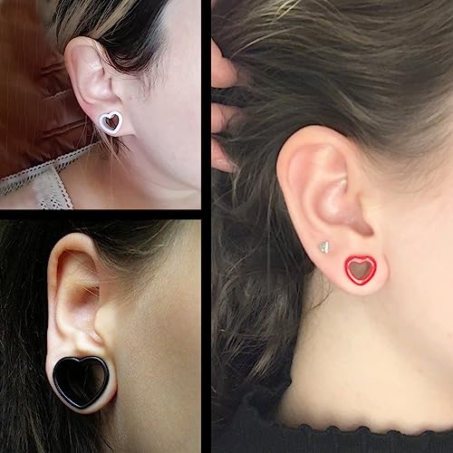 Qmcandy 6pcs Heart Shape Acrylic Ear Tunnels Plugs Set Mix Color Stretcher Expander Ear Gauge 00G - Image 5