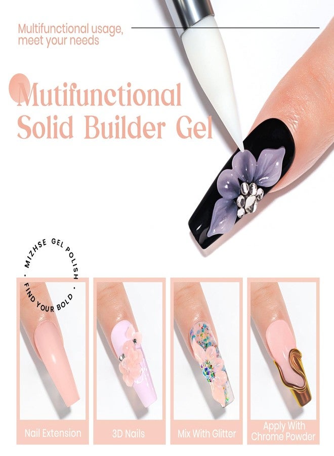 MIZHSE 3D Nail Art Gel Sculpting Gel, Solid Nail Builder Gels 2.1 oz 60g Nude Builder Hard Gels for Nails Non-Sticky for Extensions with 24pcs Dual Forms and Silicone Pen Nails Art Manicure - Image 2