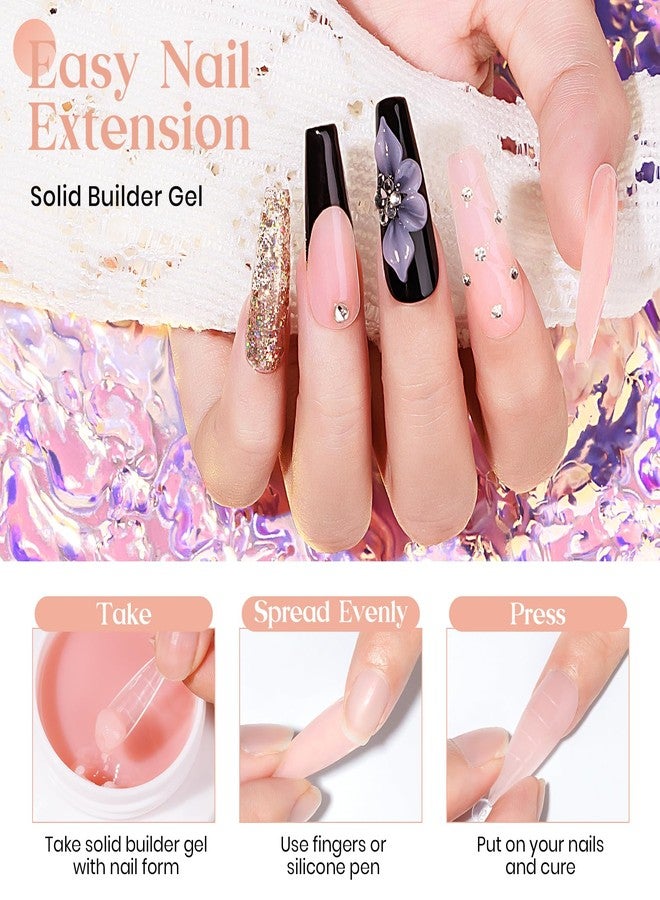 MIZHSE 3D Nail Art Gel Sculpting Gel, Solid Nail Builder Gels 2.1 oz 60g Nude Builder Hard Gels for Nails Non-Sticky for Extensions with 24pcs Dual Forms and Silicone Pen Nails Art Manicure - Image 3