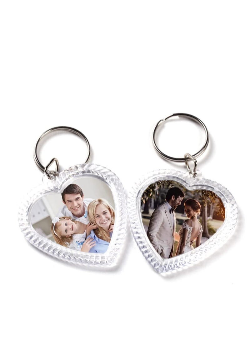 SOLARAE Transparent Acrylic Photo Frame, Keyring Heart-shaped Blank DIY,  Picture Insert Frame, Keychains Key Rings for Unisex Friends Family Couple Craft Artwork(25 PCS ) - Image 2