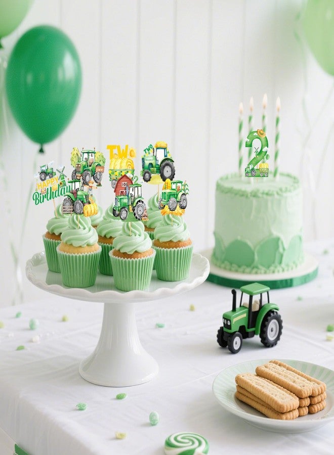 TAKEALOOKO 40Pcs Tractor Party Decorations Cupcake Toppers - Farmer Tractors Themed Cake Topper Decor, Happy Birthday Cupcakes Picks for Boys Girls Farmhouse 2nd Birthday Parties Decoration - Image 3