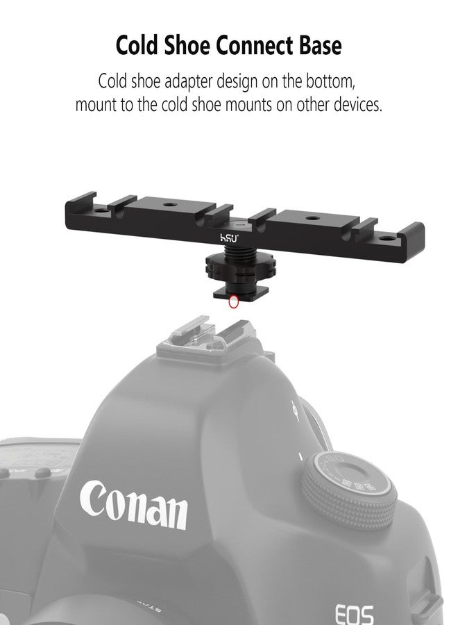 HSU Cold Shoe Mount Bracket, Triple-Head Hot Shoe Mount, and 1/4 Screw Port, Aluminum Cold Shoe Plate Adapter with Cable Slot Bayonet for Microphone, Led Video Light, Monitor (Extension), HGP322L - Image 5