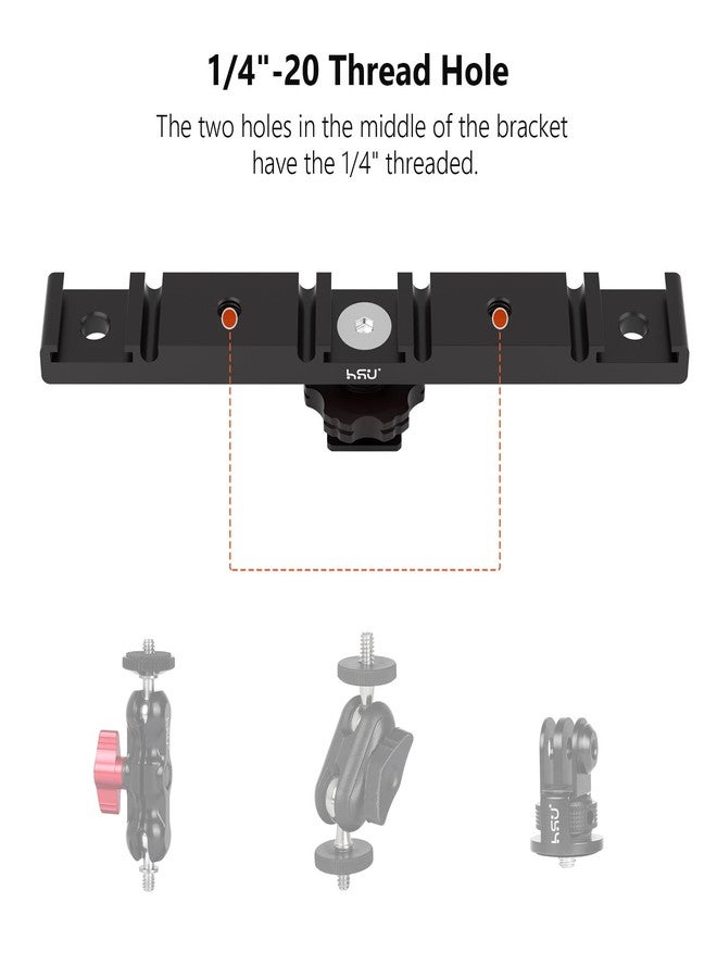 HSU Cold Shoe Mount Bracket, Triple-Head Hot Shoe Mount, and 1/4 Screw Port, Aluminum Cold Shoe Plate Adapter with Cable Slot Bayonet for Microphone, Led Video Light, Monitor (Extension), HGP322L - Image 3